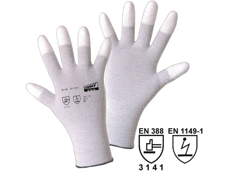 Worky 1170 ESD (vingertoppen) fijn gebreide handschoen Polyamide-carbon met PU-coating Maat 11