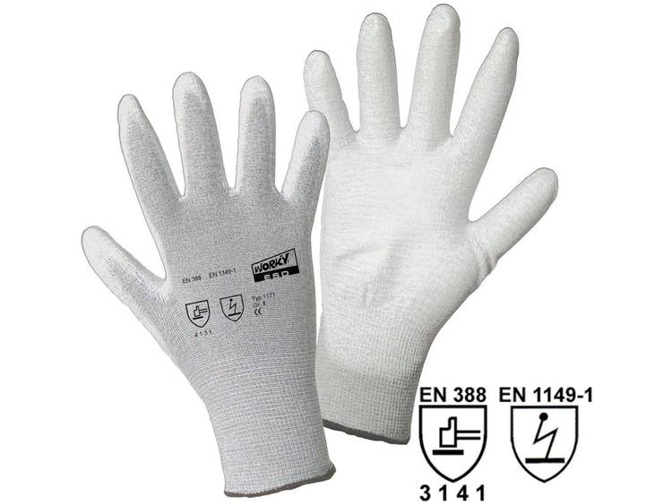 Worky 1171 ESD fijn gebreide handschoenen Nylon-koolstofvezel met PU-coating Maat 8