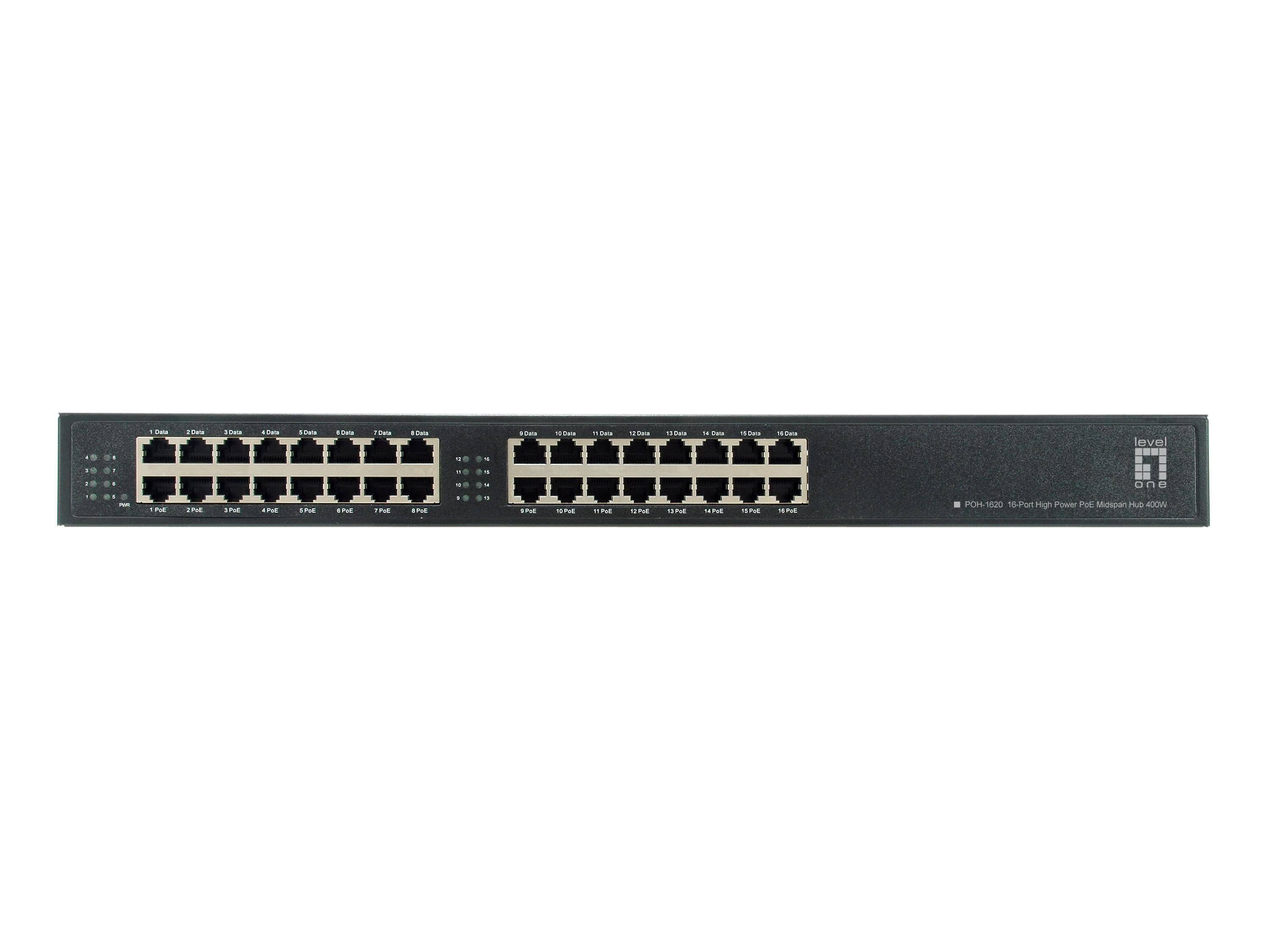LevelOne PoE HUB POH-1620 16x GE MidSpan 19" 400W-2