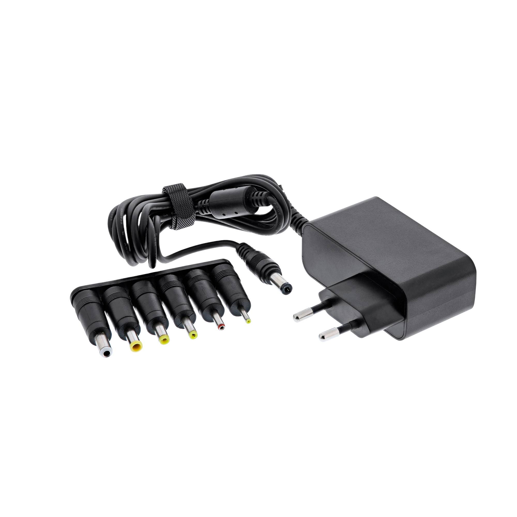 Universele voedingsadapter 12V / 2A / 24W met 6 verwisselbare pluggen / zwart - 1,8 meter-0