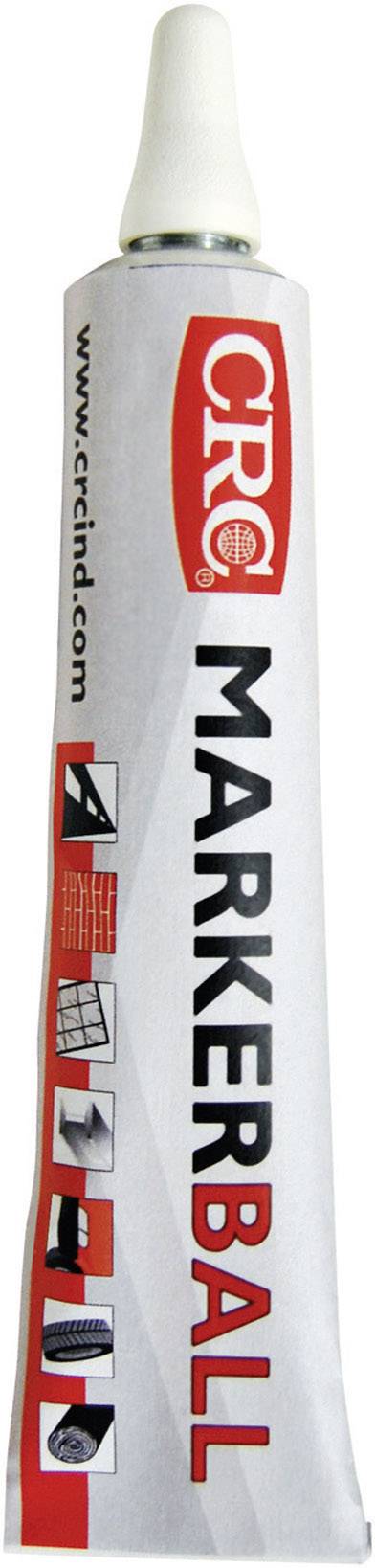 Een tube CRC-markerbal met rode en zwarte opdruk. Bevat symbolen voor toepassingen op verschillende oppervlakken.