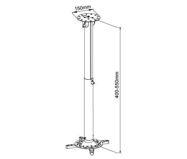 Vivolink plafondbeugel, capaciteit 15 kg, 380-550 mm, aluminium, wit-2