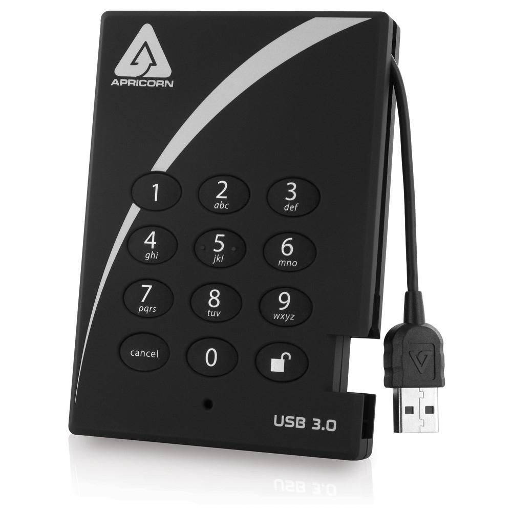 Apricorn Aegis hangslot USB 3.0 500 GB, 256-bit AES-codering, 5 Gbps, 8 MB, 12 ms, 5400 RPM-2