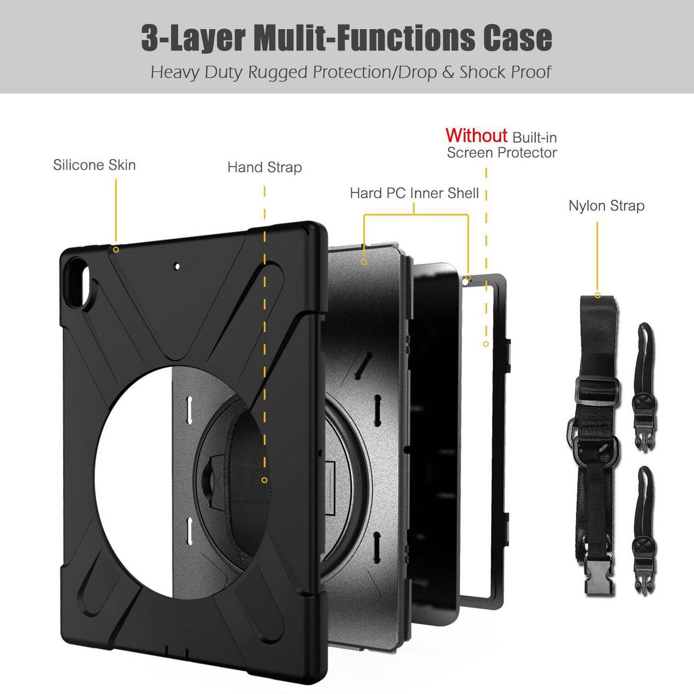 eSTUFF Defender Case - Achtercover voor tablet - Zwart - 9.7 - voor Apple 9.7-inch iPad (5e generatie, 6e generatie-1