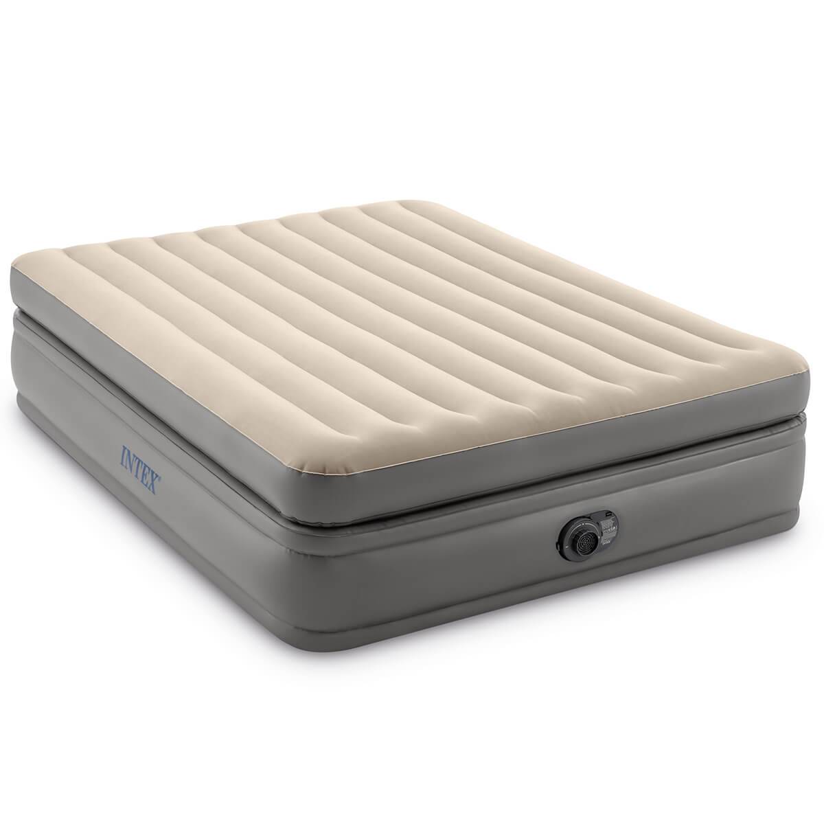 Intex 64164ND Prime Comfort 2-Persoons Luchtbed 152 x 203 x 51 cm + Ingebouwde Pomp Grijs/Beige 152x203x51-0