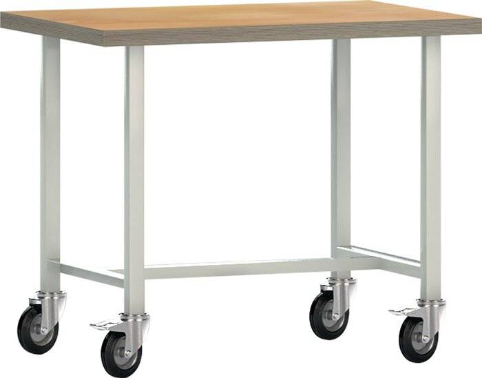 Werkbank B1000xD700xH840 mm beuken multiplex lichtgrijs, RAL 7035 KLW-LUTZ BETRI