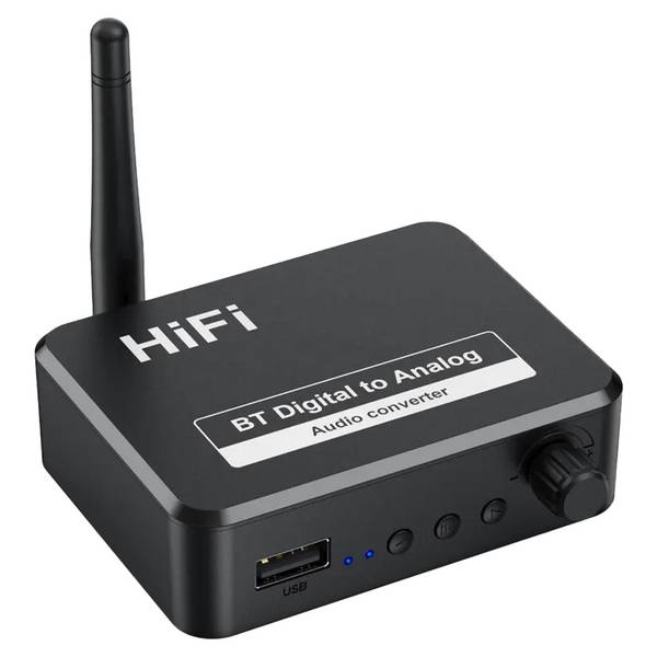 Bluetooth Audio Adapter - BT 5.1 - SPDIF/3.5mm AUX//RCA/USB - Bluetooth Audio Receiver - B35 - Zwart