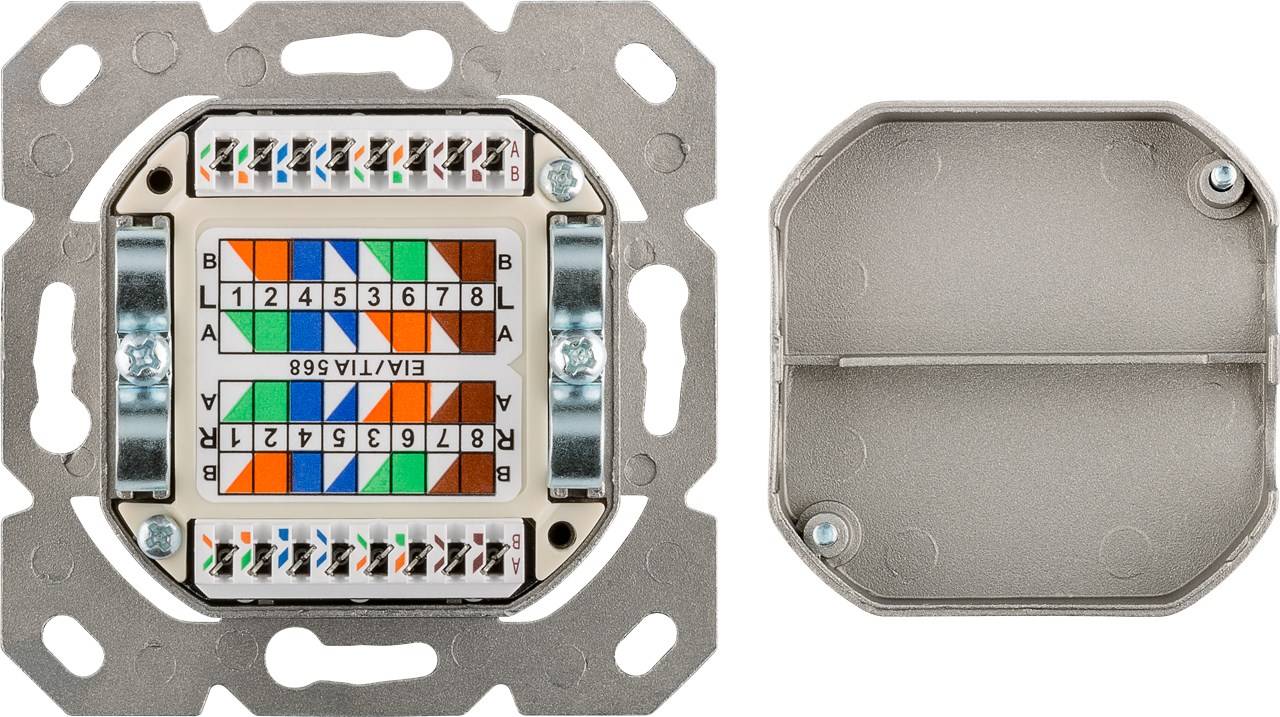 Goobay CAT-6-Unterputzdose (UP) 2x RJ45-Anschlüsse, geschirmt, Klemmleiste für werkzeugfreie LSA-Montage Weiß-2