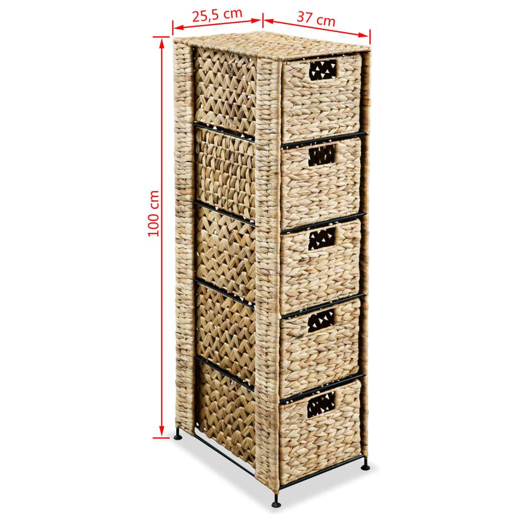 vidaXL - Opbergset - met - 5 - manden - 25,5x37x100 - cm - waterhyacint-3