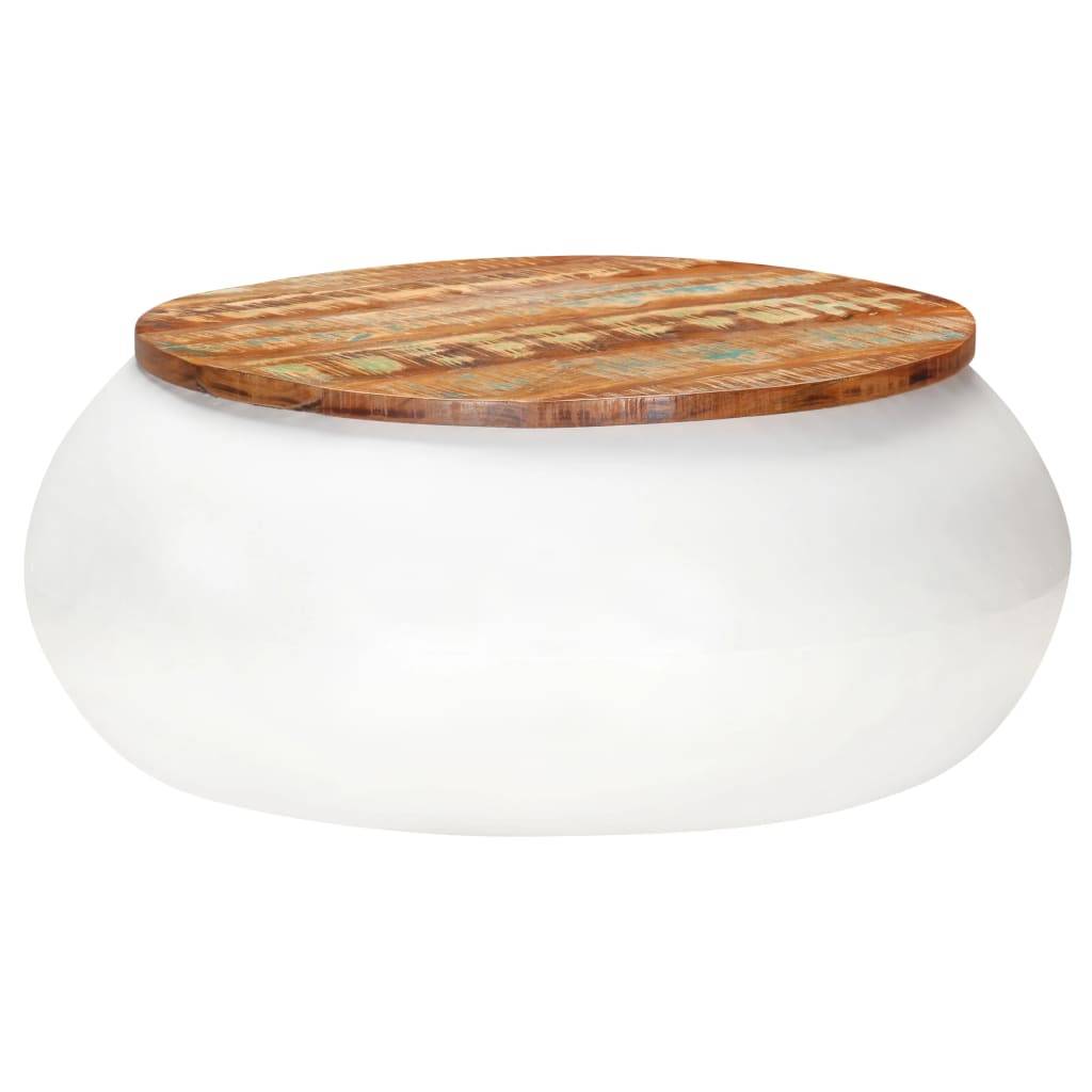 vidaXL - Salontafel - 68x68x30 - cm - massief - gerecycled - hout - wit