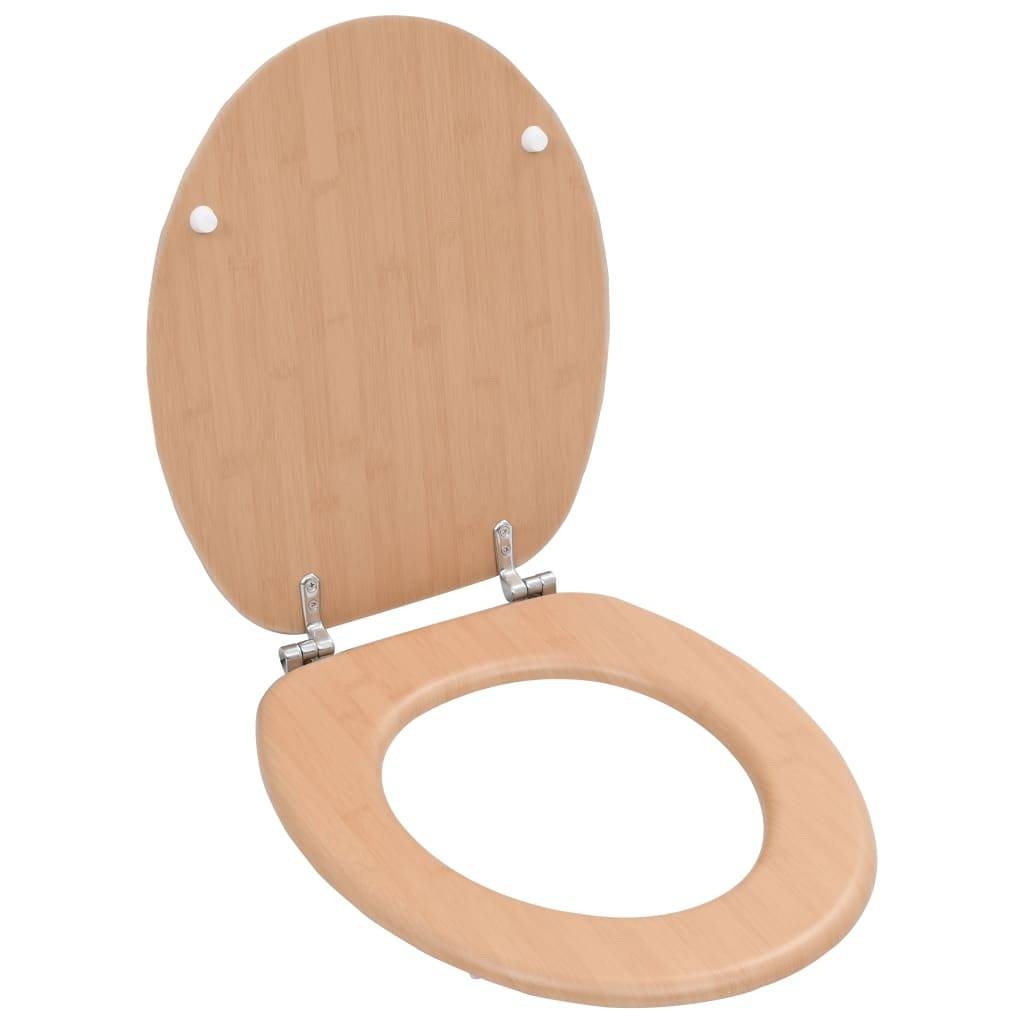 vidaXL - Toiletbril - met - deksel - bamboe - MDF