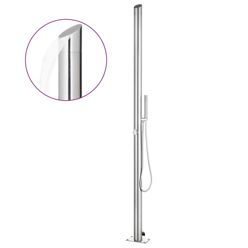 vidaXL - Buitendouche - met - grijze - basis - 225 - cm - roestvrij - staal-3