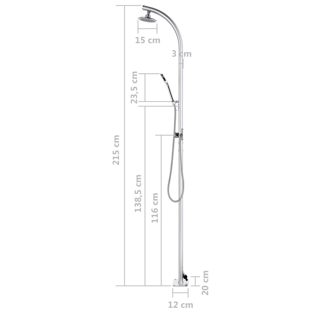 vidaXL - Buitendouche - met - grijze - basis - 220 - cm - aluminium-3