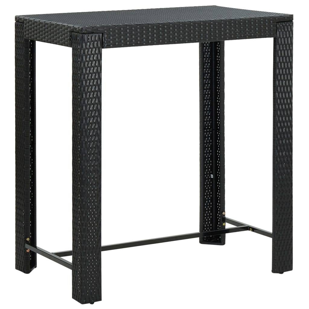 vidaXL - Tuinbartafel - 100x60,5x110,5 - cm - poly - rattan - zwart-0