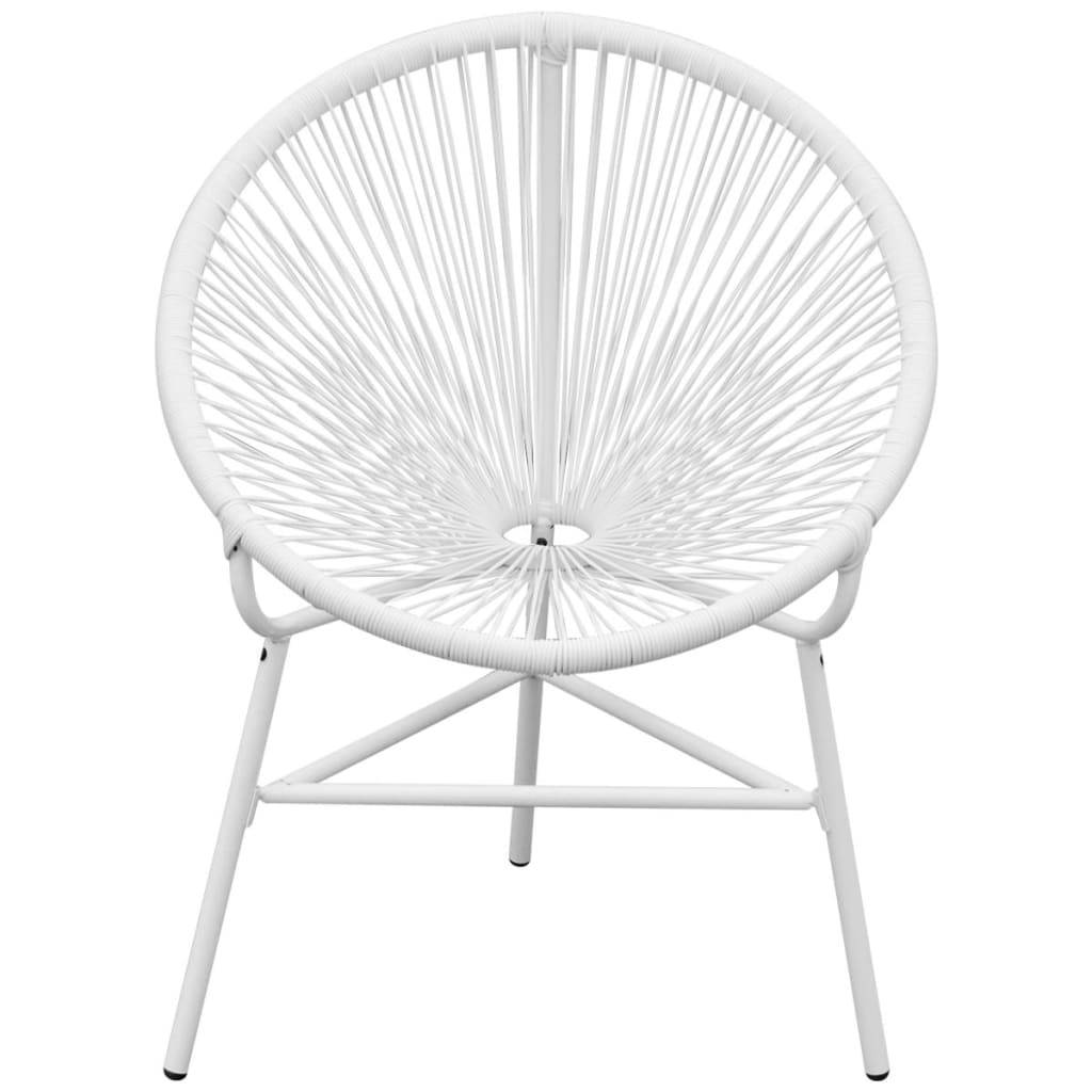 vidaXL - Tuinmaanstoel - poly - rattan - wit-1
