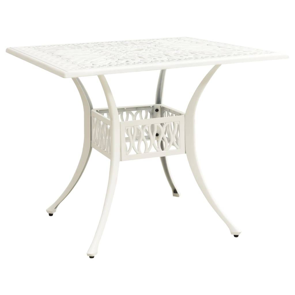 vidaXL - Tuintafel - 90x90x73 - cm - gietaluminium - wit-0