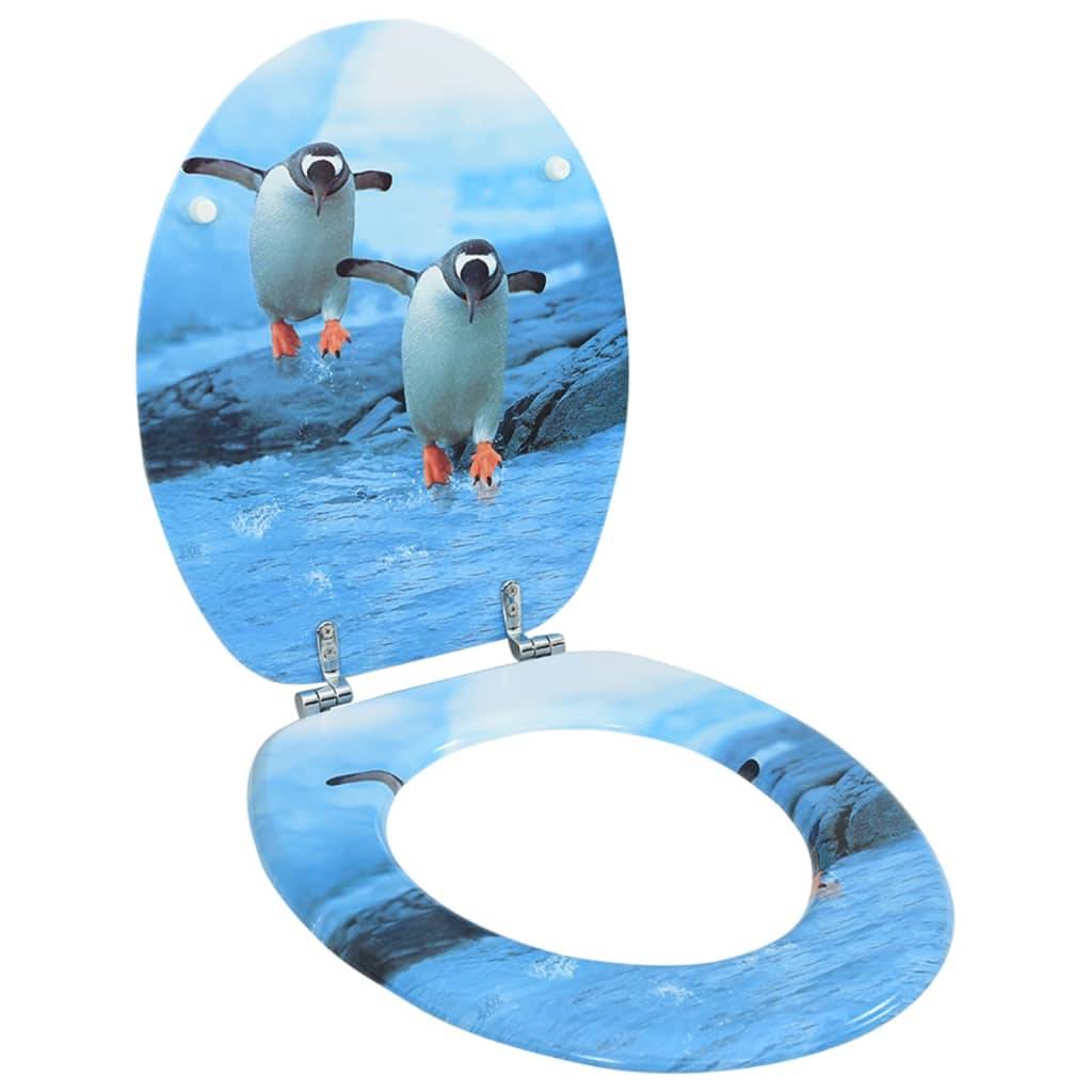vidaXL - Toiletbril - met - deksel - pinguïn - MDF