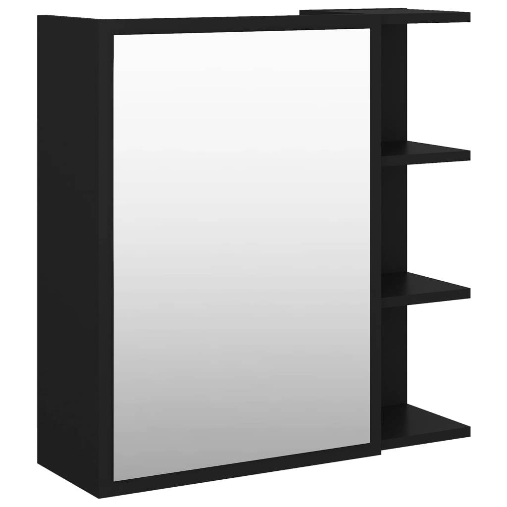 vidaXL - Badkamerspiegelkast - 62,5x20,5x64 - cm - bewerkt - hout - zwart
