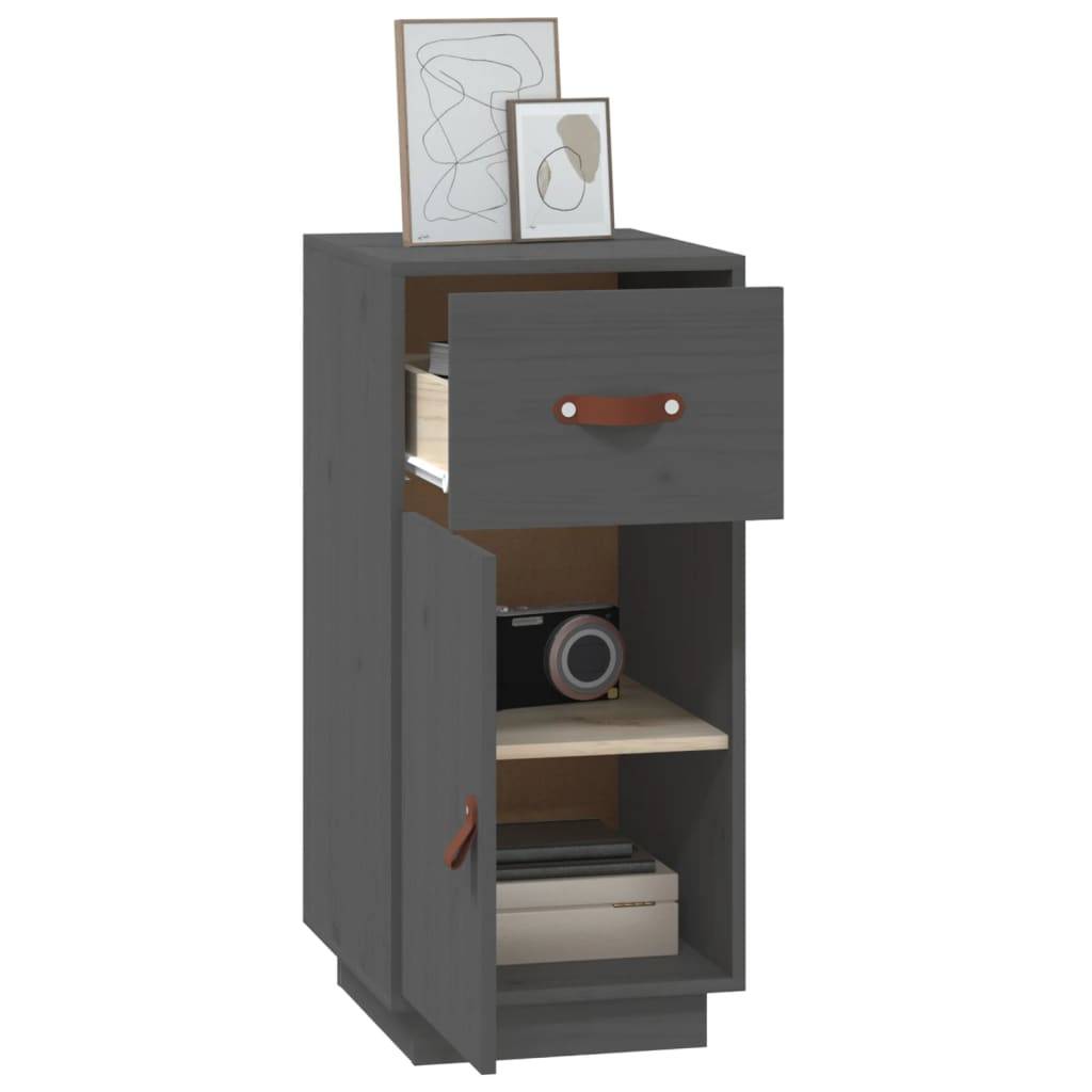 vidaXL - Dressoir - 34x40x75 - cm - massief - grenenhout - grijs-4