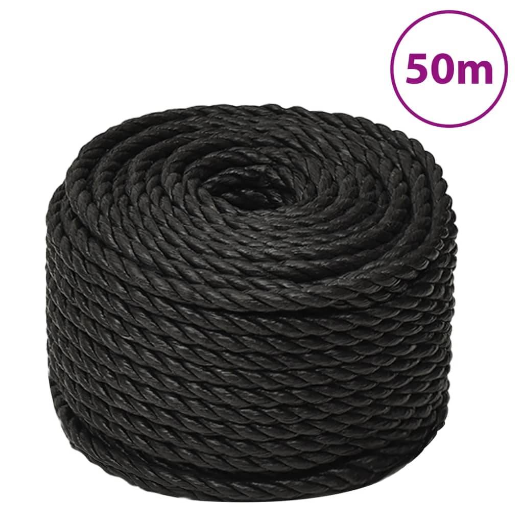 vidaXL - Werktouw - 10 - mm - 50 - m - polypropeen - zwart-0