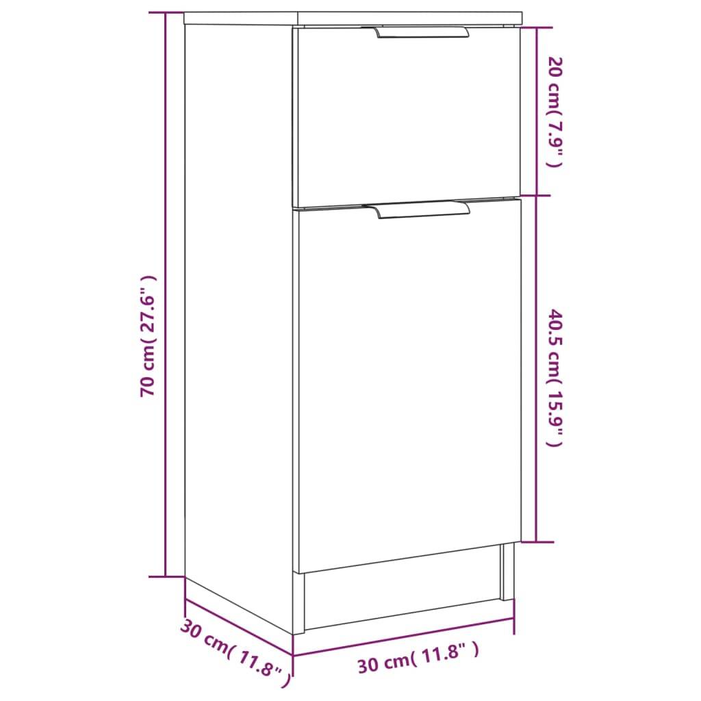 vidaXL - Dressoir - 30x30x70 - cm - bewerkt - hout - wit-3