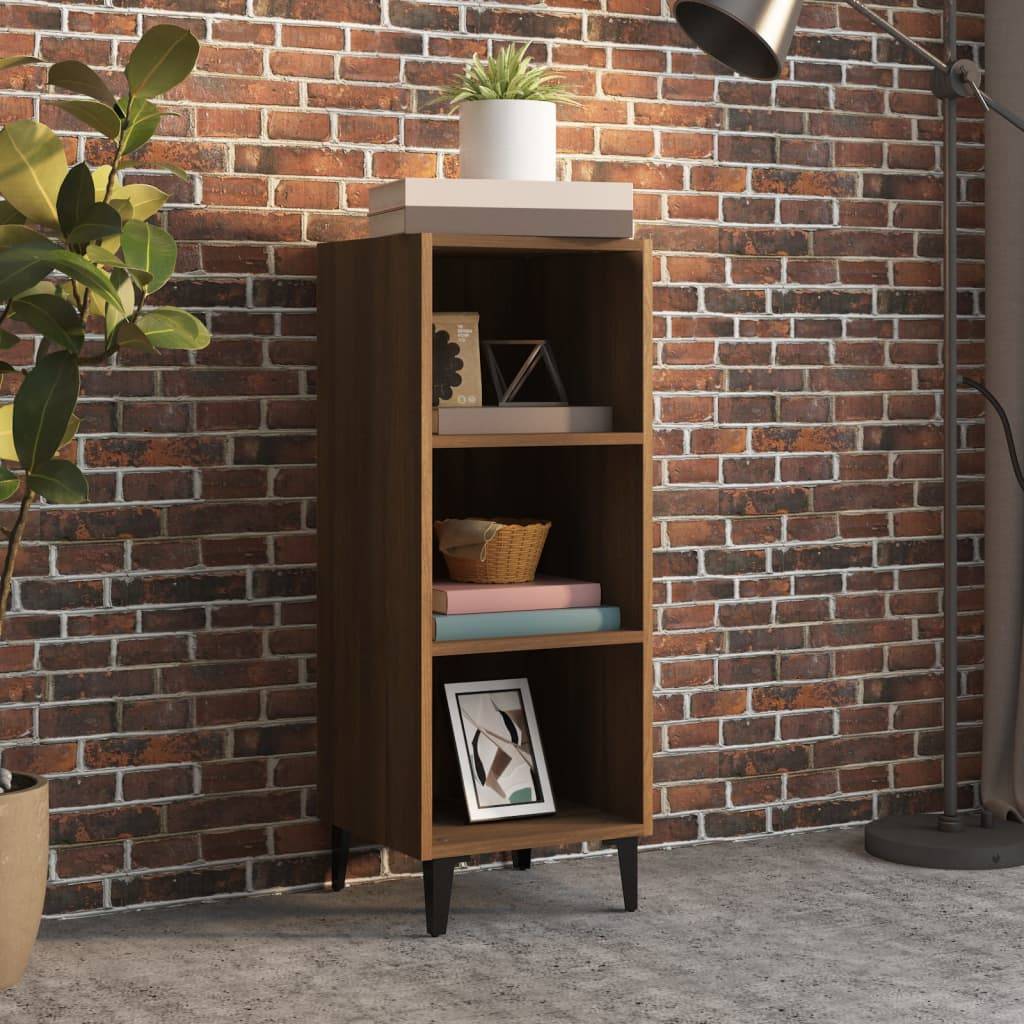 vidaXL - Dressoir - 34,5x32,5x90 - cm - bewerkt - hout - bruin - eikenkleur-1
