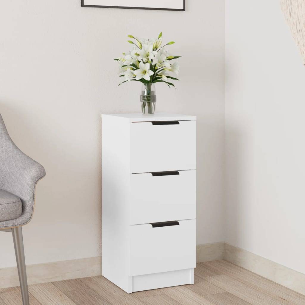 vidaXL - Dressoir - 30x30x70 - cm - bewerkt - hout - wit-1