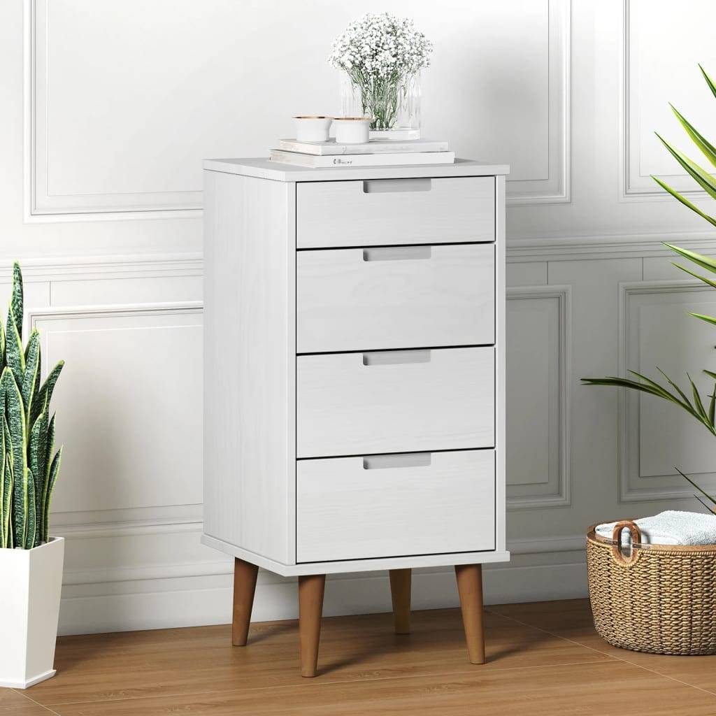 vidaXL - Ladekast - MOLDE - 40x35x82 - cm - massief - grenenhout - wit-1