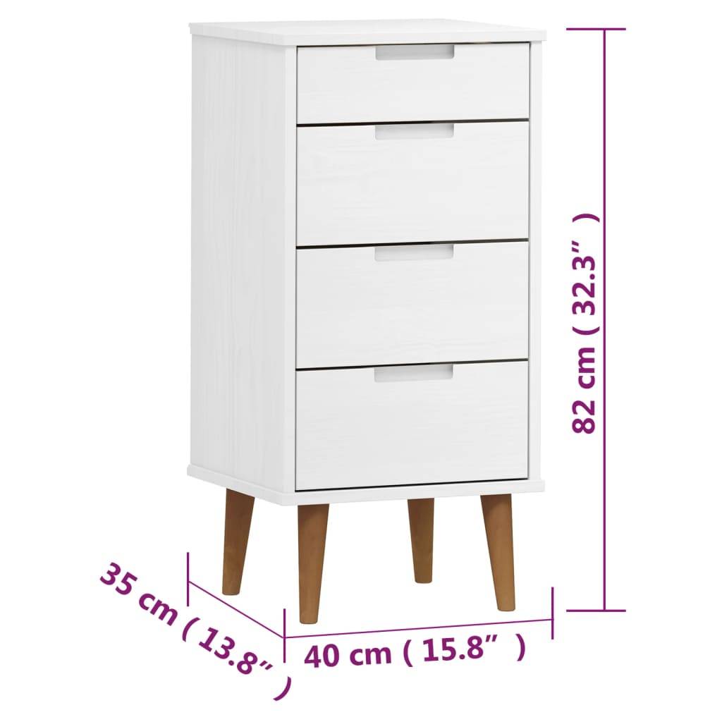 vidaXL - Ladekast - MOLDE - 40x35x82 - cm - massief - grenenhout - wit-3