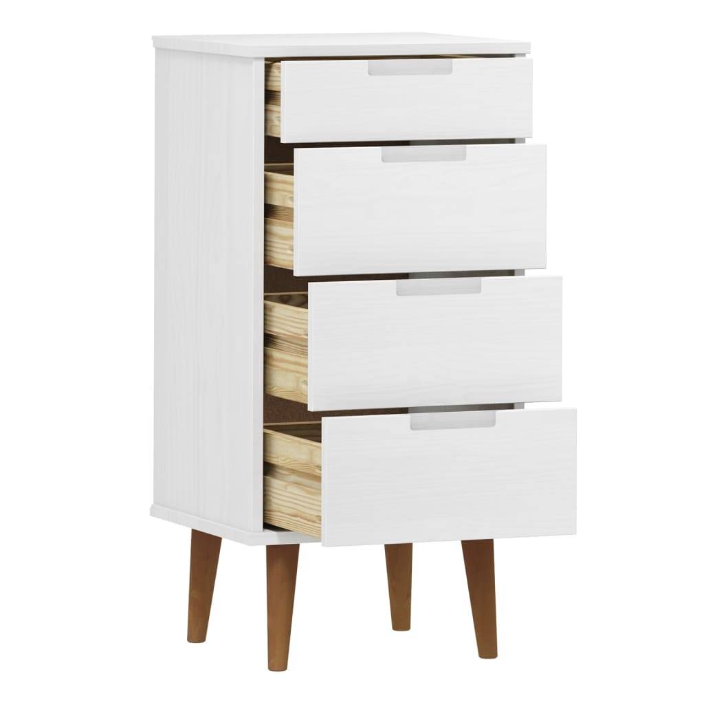 vidaXL - Ladekast - MOLDE - 40x35x82 - cm - massief - grenenhout - wit-4