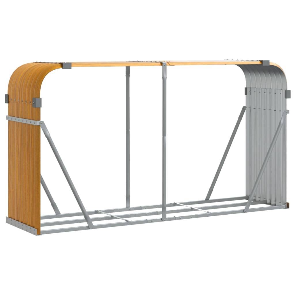 vidaXL - Haardhoutopslag - 180x45x100 - cm - gegalvaniseerd - staal - lichtbruin-0