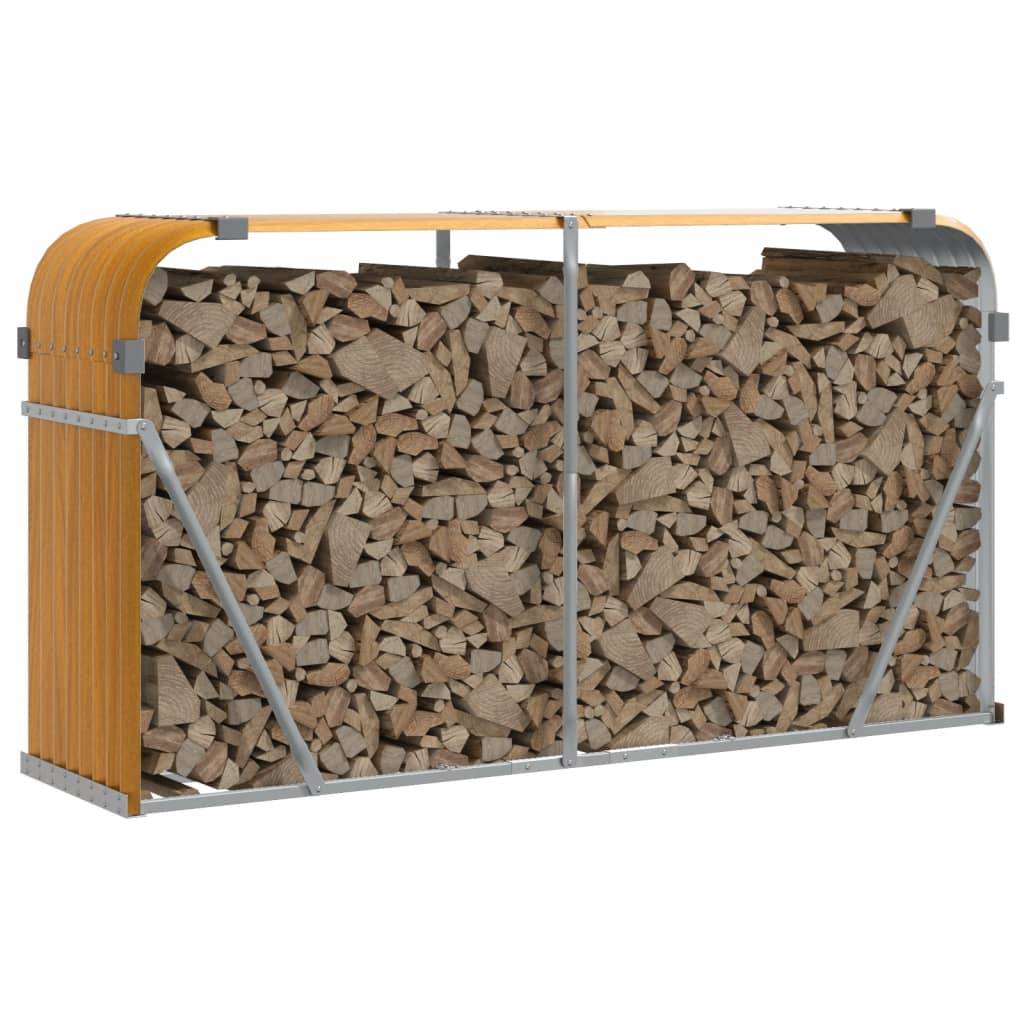 vidaXL - Haardhoutopslag - 180x45x100 - cm - gegalvaniseerd - staal - lichtbruin-2