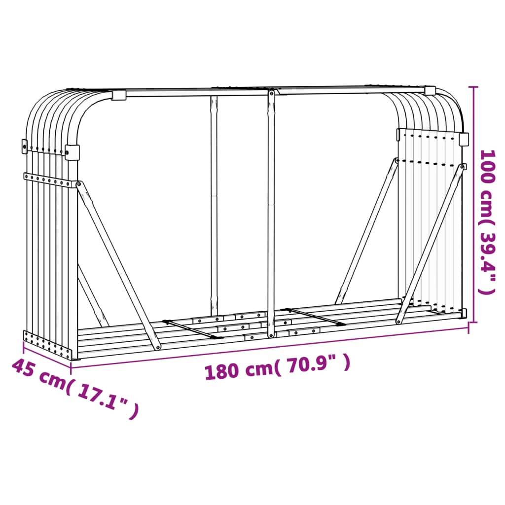 vidaXL - Haardhoutopslag - 180x45x100 - cm - gegalvaniseerd - staal - lichtbruin-3