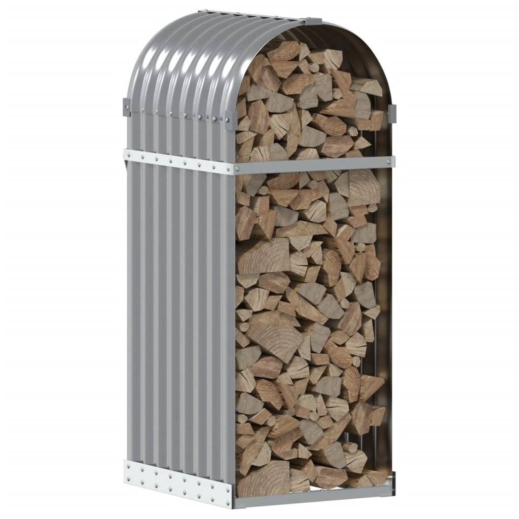 vidaXL - Haardhoutopslag - 40x45x100 - cm - gegalvaniseerd - staal - lichtgrijs-2