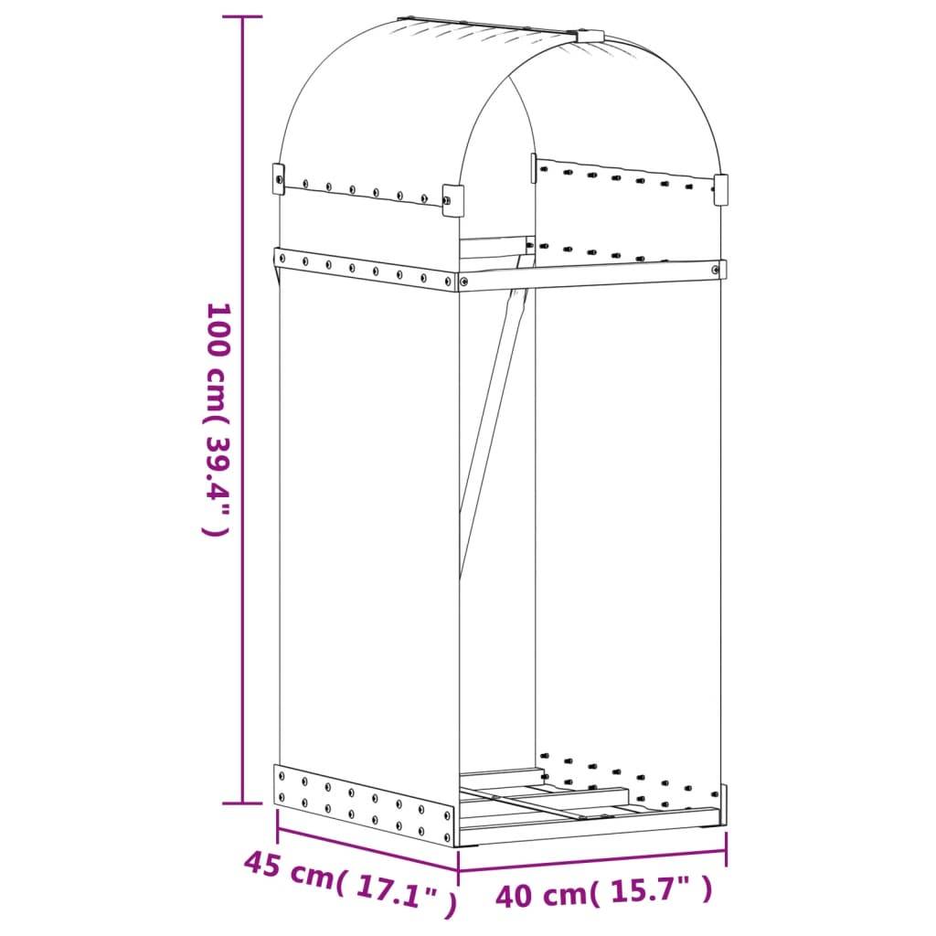 vidaXL - Haardhoutopslag - 40x45x100 - cm - gegalvaniseerd - staal - lichtgrijs-3