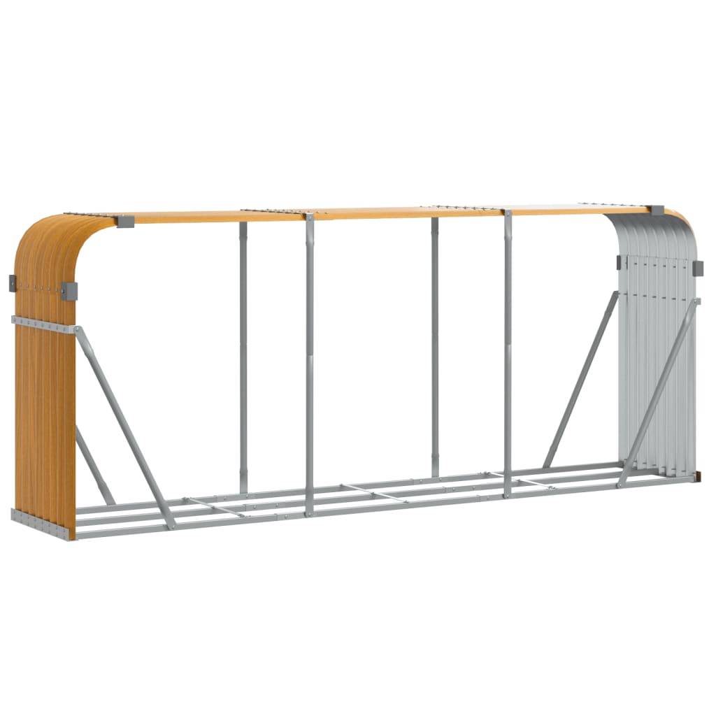 vidaXL - Haardhoutopslag - 234x45x100 - cm - gegalvaniseerd - staal - lichtbruin-0