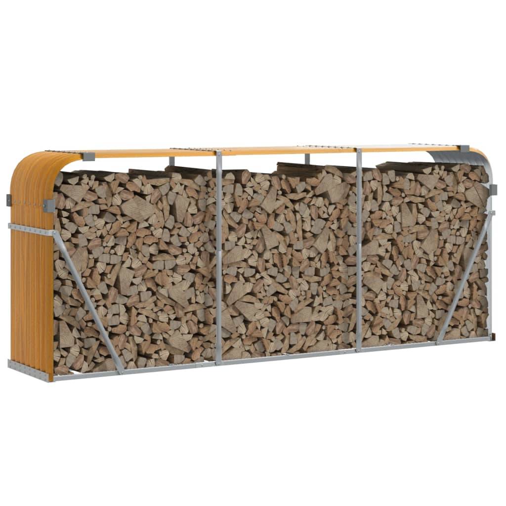 vidaXL - Haardhoutopslag - 234x45x100 - cm - gegalvaniseerd - staal - lichtbruin-2