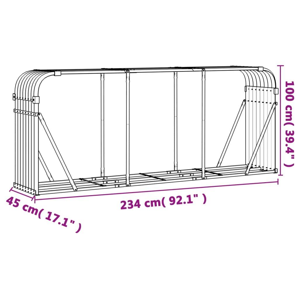 vidaXL - Haardhoutopslag - 234x45x100 - cm - gegalvaniseerd - staal - lichtbruin-3
