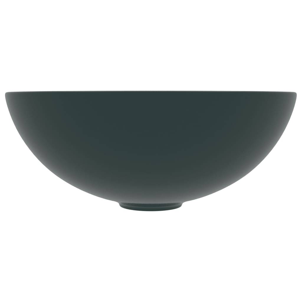 vidaXL - Wastafel - rond - keramiek - donkergroen-3