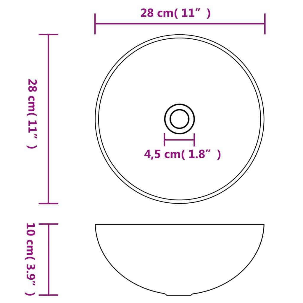 vidaXL - Wastafel - rond - keramiek - donkergroen-4