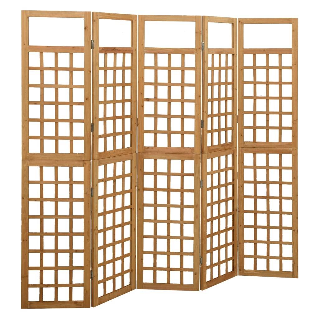 vidaXL - Kamerscherm/trellis - met - 5 - panelen - 201,5x180 - cm - vurenhout-0