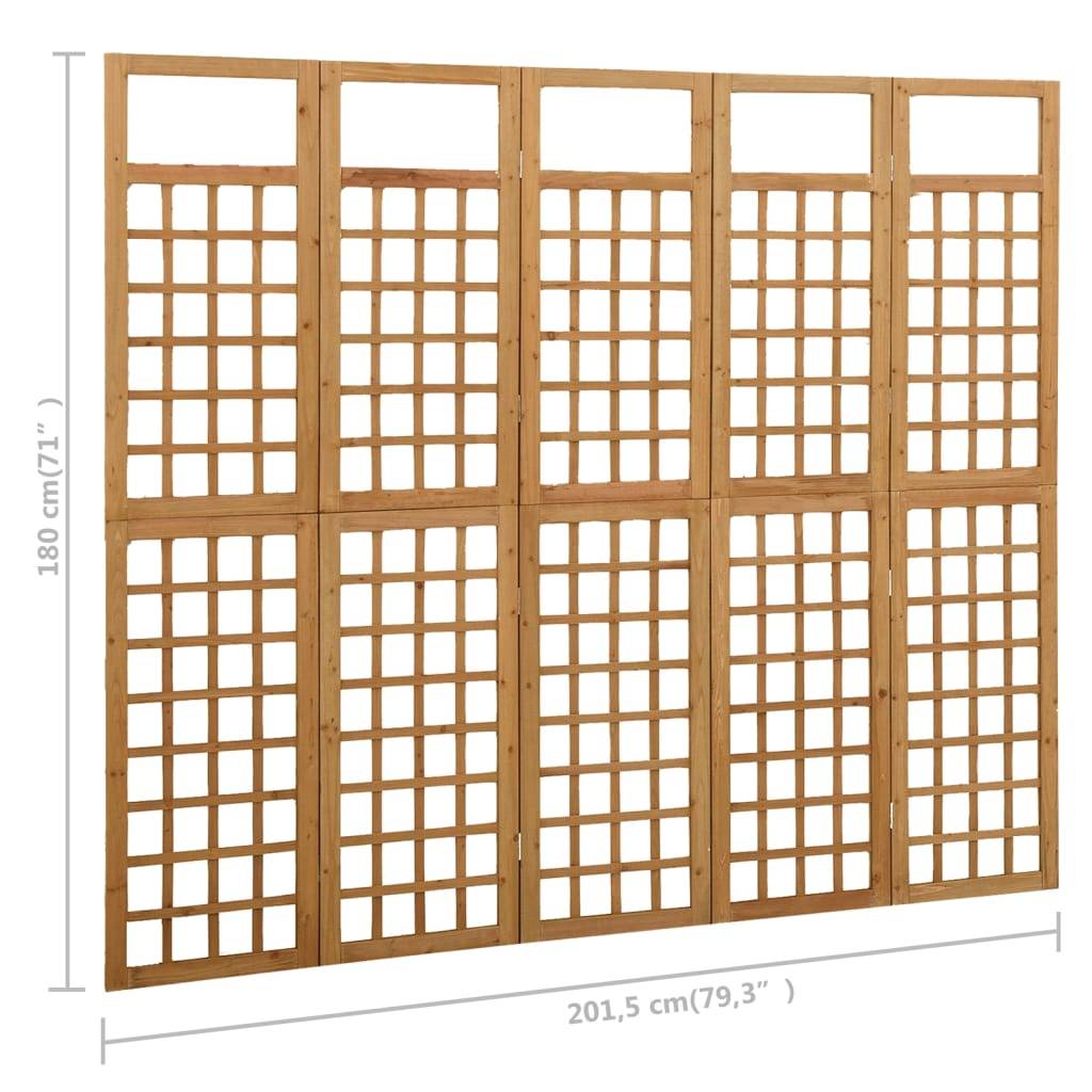 vidaXL - Kamerscherm/trellis - met - 5 - panelen - 201,5x180 - cm - vurenhout-3