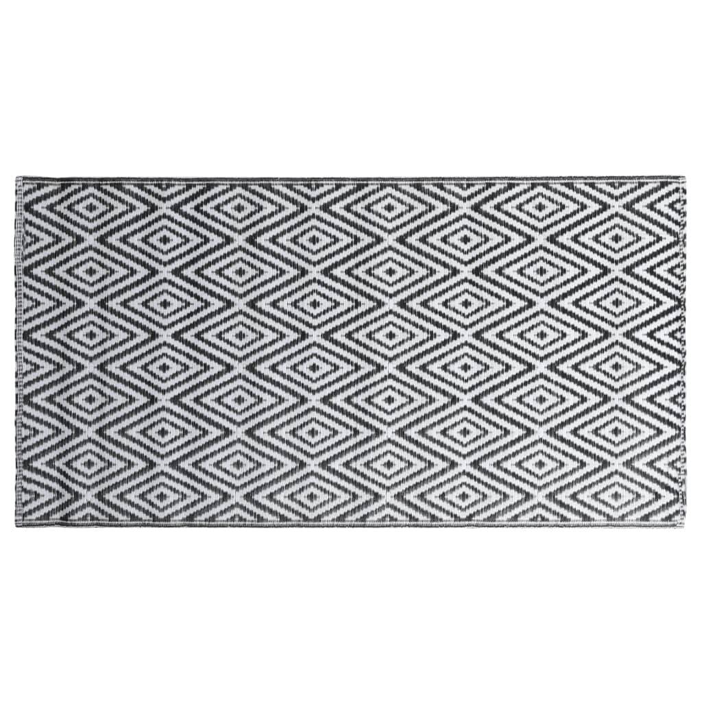 vidaXL - Buitenkleed - 190x290 - cm - PP - wit - en - zwart-2