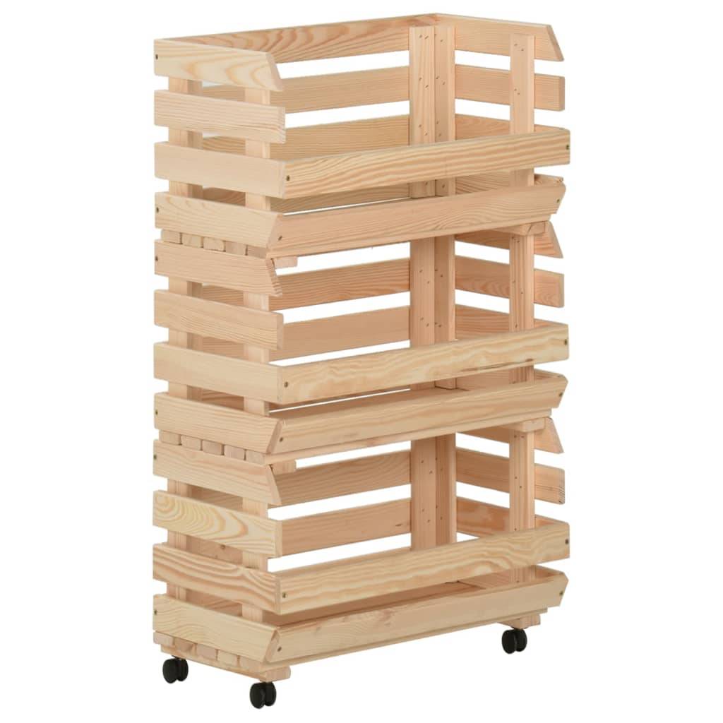 vidaXL - Groentetrolley - 37x30x80 - cm - massief - grenenhout-0
