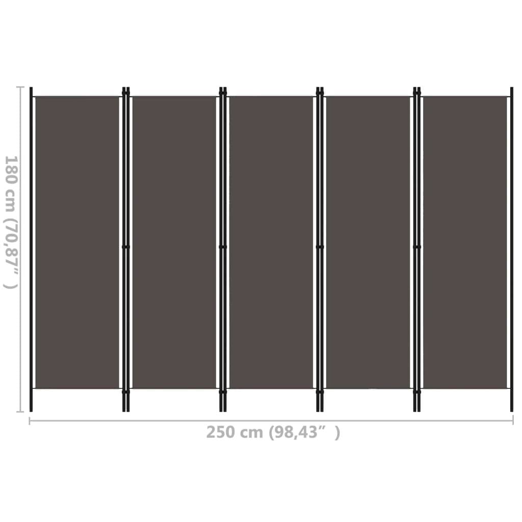 vidaXL - Kamerscherm - met - 5 - panelen - 250x180 - cm - antraciet-3