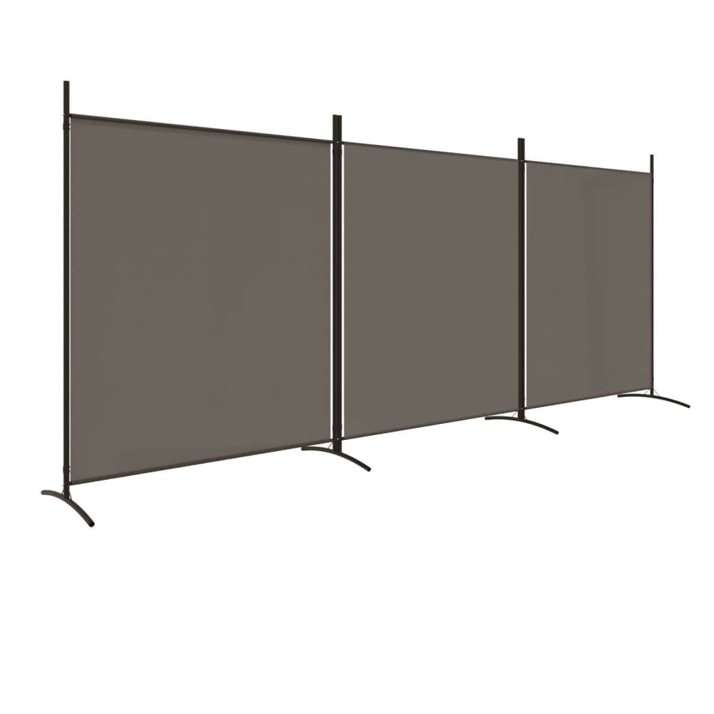 vidaXL - Kamerscherm - met - 3 - panelen - 525x180 - cm - stof - antracietkleurig