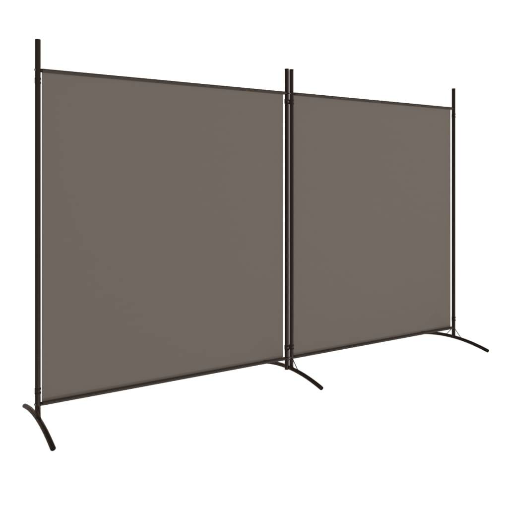 vidaXL - Kamerscherm - met - 2 - panelen - 346x180 - cm - stof - antracietkleurig