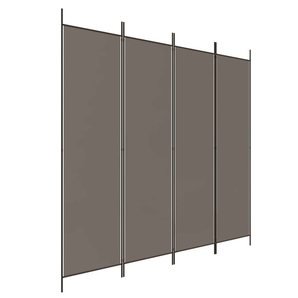 vidaXL - Kamerscherm - met - 4 - panelen - 698x180 - cm - stof - antracietkleurig