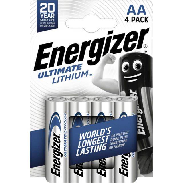 Energizer L91 lithiumbatterij AA 1,5 volt, 3000 mAh blister met 4 packs MIgnon AA LR6-5