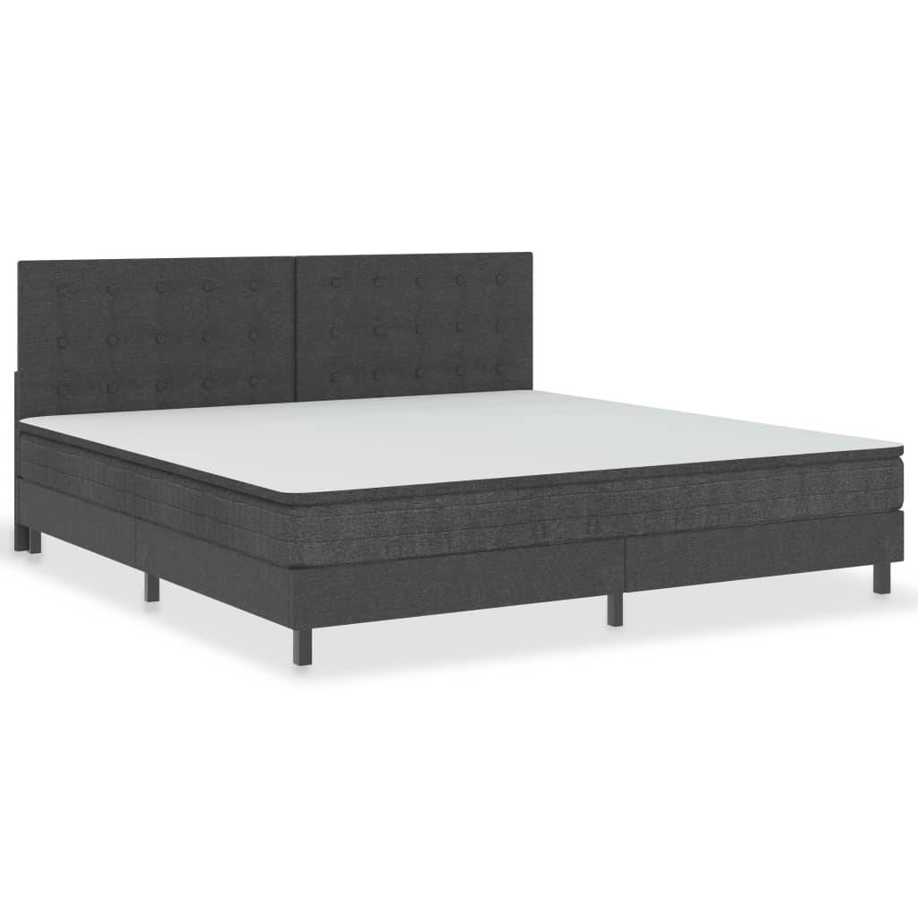 vidaXL - Boxspring - stof - donkergrijs - 200x200 - cm-0